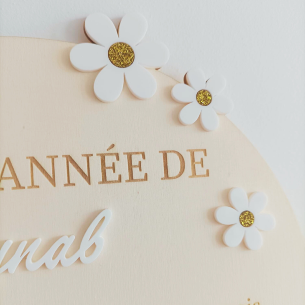 Affiche en bois pour photo bébé 1ère année