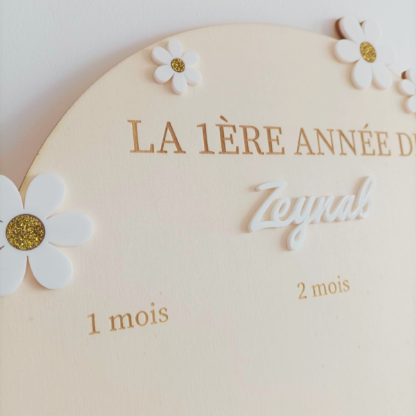 Cadeau de naissance tableau bois pour photos bébé 1ère année