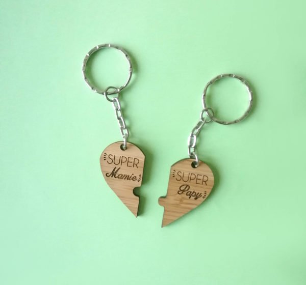 Boite en bois cadeaux personnalisée Le Havre Les BAM Porte-clés coeur papy mamie